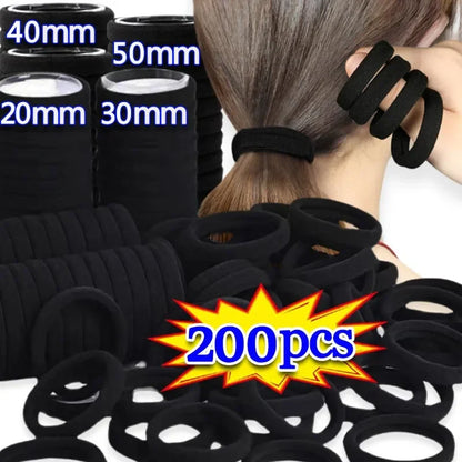 Black Hair Ties Multipack – High-Elastic Nylon Ponytail Holders