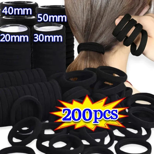 Black Hair Ties Multipack – High-Elastic Nylon Ponytail Holders