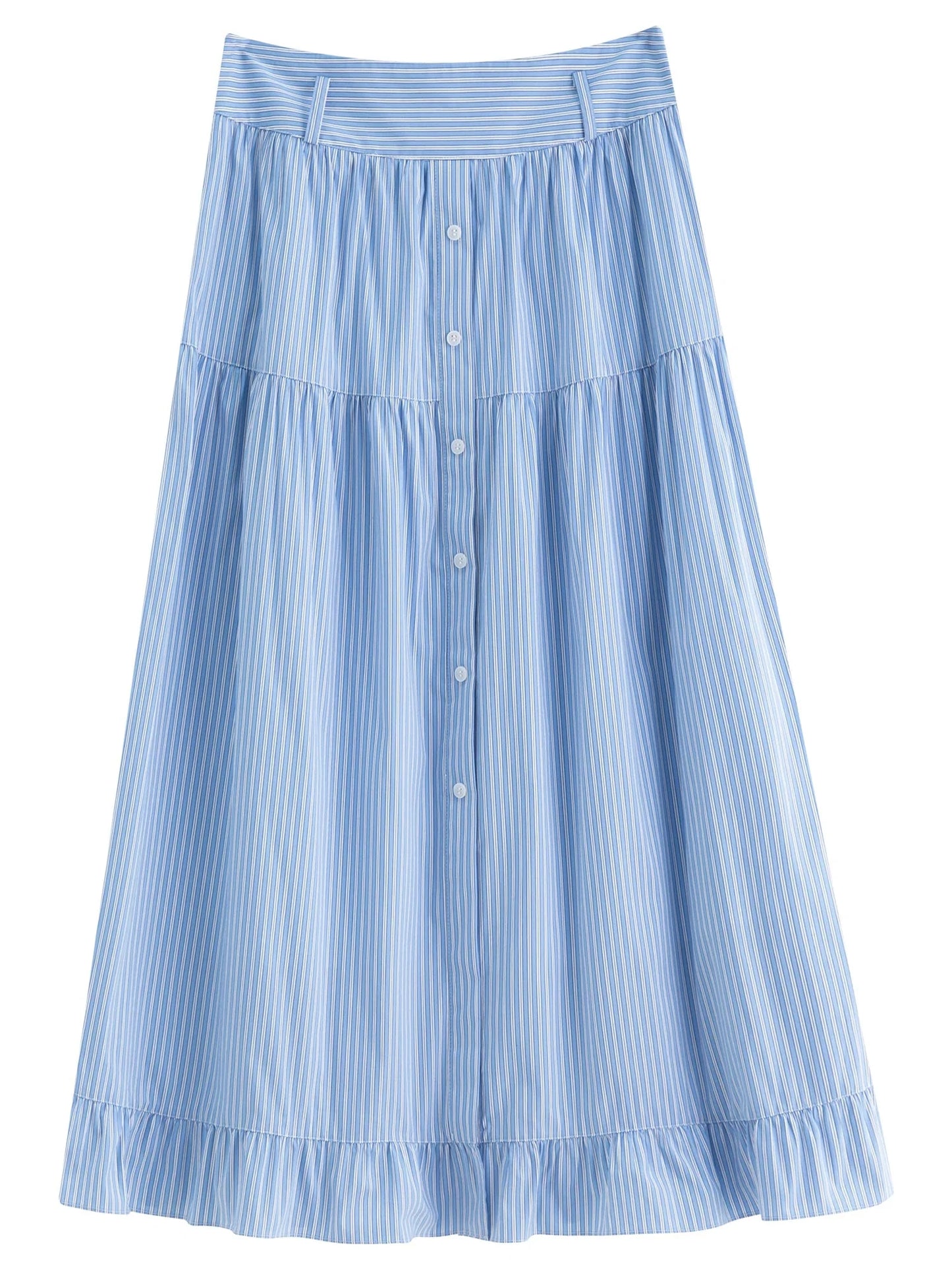 Plus Size Striped Shirt & Skirt Set Autumn Fashion