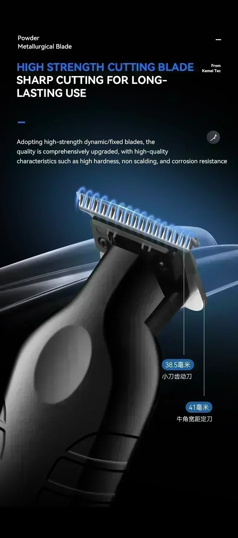 Kemei Professional Hair Clipper – LCD Display, Cordless Electric Trimmer