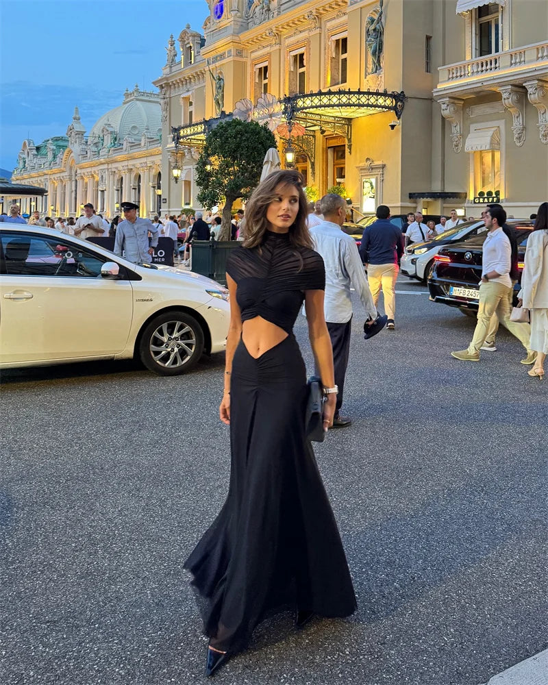 Elite Short Sleeve High Waist Maxi Party Dress