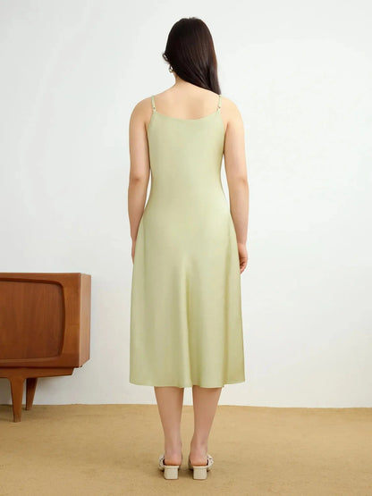 Chic Plus Size Satin Bias Cut Suspender Dress
