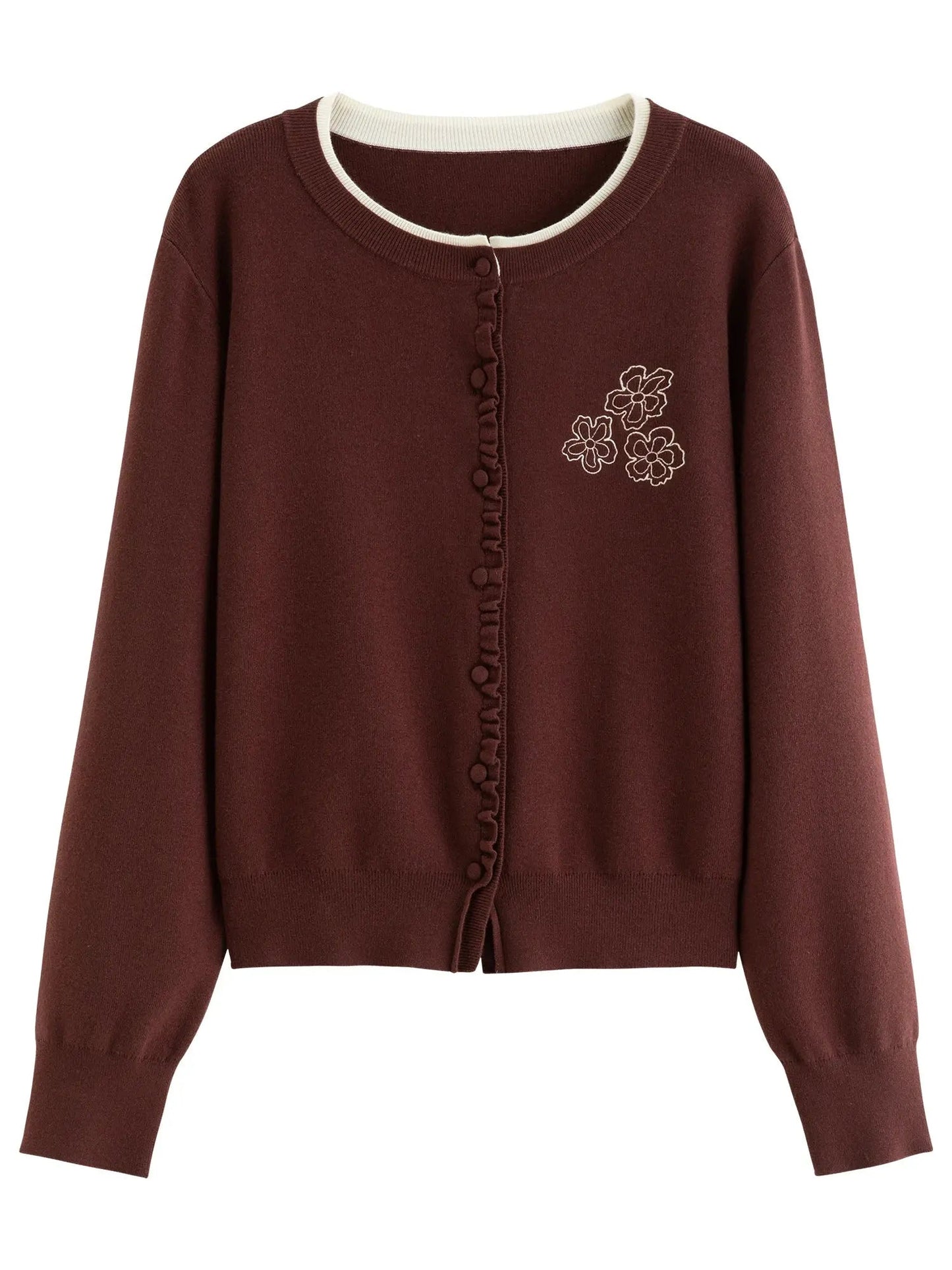 Vintage-Inspired Floral Ruffle Knit Top