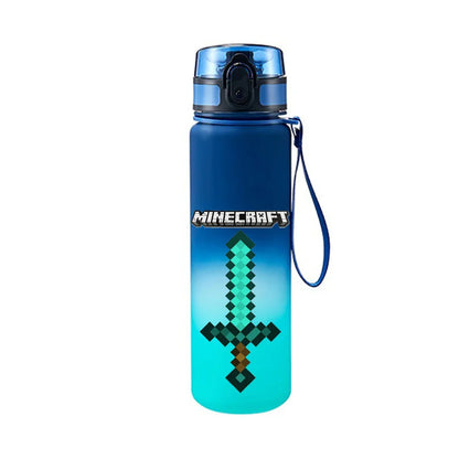650ML Game MC Pixel Style Water Blue Bottle Portable Water Cup Large Capacity Sports Outdoor Plastic Leak-Proof Water Bottle