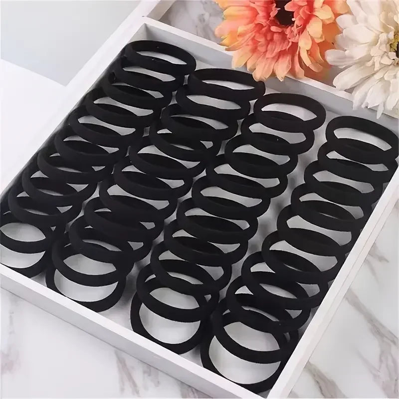 Black Hair Ties Multipack – High-Elastic Nylon Ponytail Holders