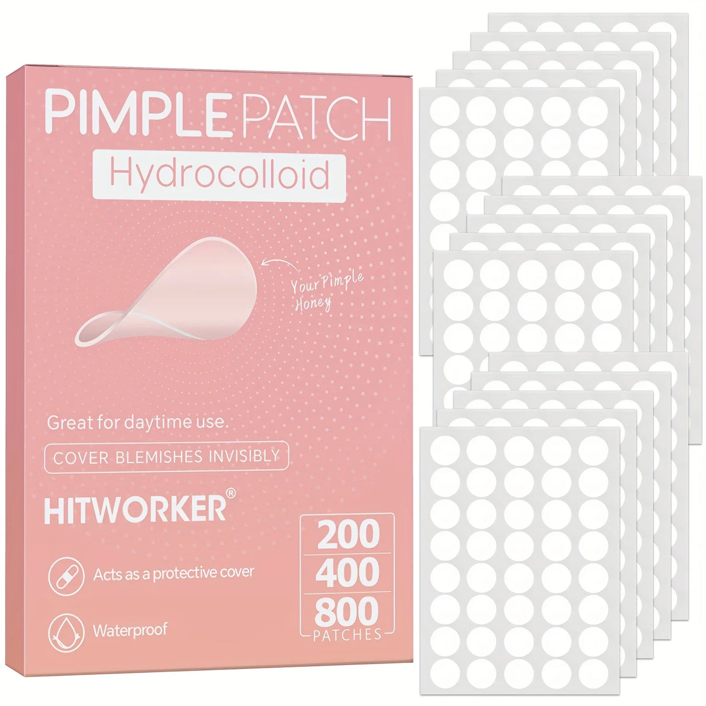 HITWORKER Hydrocolloid Acne Patches | Round Pimple Dots (200–800 pcs)