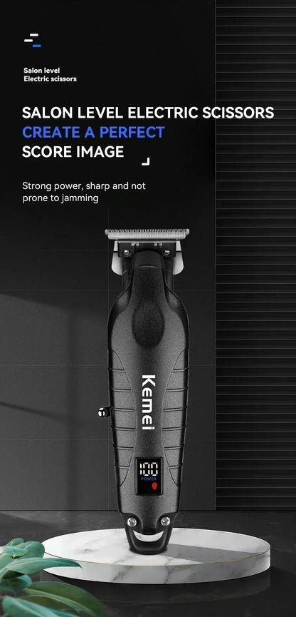 Kemei Professional Hair Clipper – LCD Display, Cordless Electric Trimmer