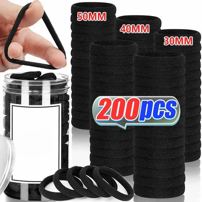 Black Hair Ties Multipack – High-Elastic Nylon Ponytail Holders