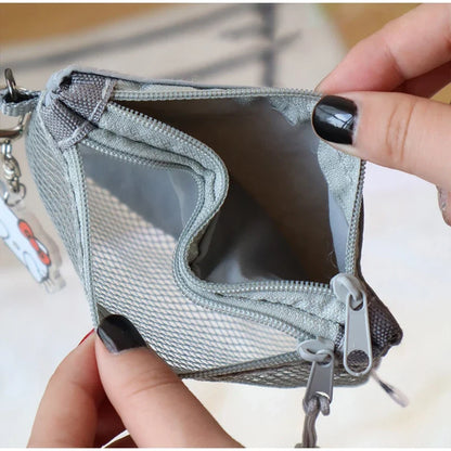 Travel Makeup Storage Bags | New Mesh Coin Purse & Simple Portable Mini Bag (Multi-purpose Square Bag Double-layer Zipper Card Holder)