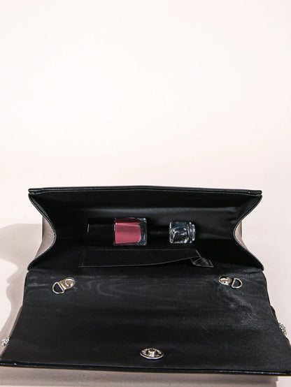 Hand Clutch Bag & Evening Clutch Bag for Women | Sparkling Crystal Rope Ruched Handbags & Glitter Envelope Purse for Party Girls