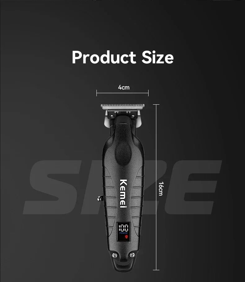 Kemei Professional Hair Clipper – LCD Display, Cordless Electric Trimmer