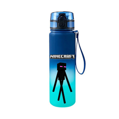 650ML Game MC Pixel Style Water Blue Bottle Portable Water Cup Large Capacity Sports Outdoor Plastic Leak-Proof Water Bottle