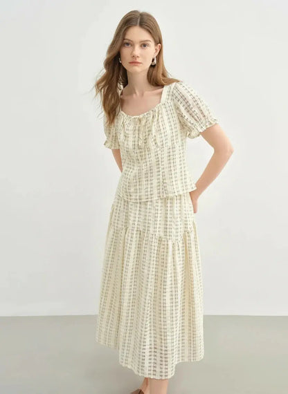 Women's Bubble Knit Top and Skirt Set