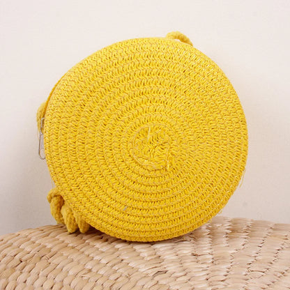 Summer Woven Straw Crossbody Bag for Women | Fashion Round Handmade Rattan Beach Small Handbag (Travel Female Shoulder Bag)