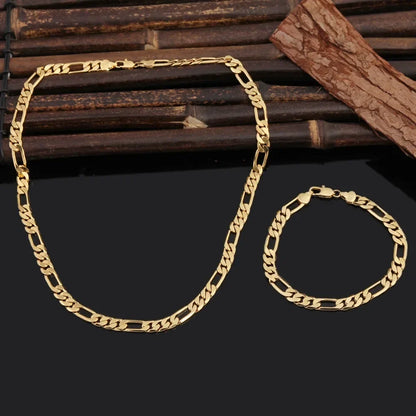 925 Sterling Silver & 18K Gold Bracelet & Necklace Set – 6mm Geometric