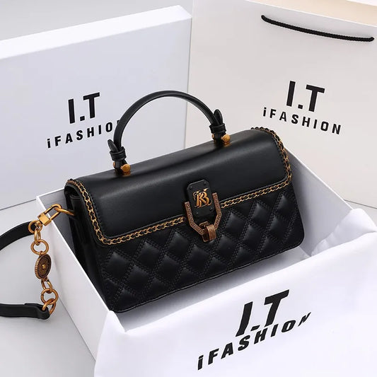 Ladies' Diamond Grid Handbag | New Autumn & Winter High-End Small Square Bag & Designer Crossbody Shoulder Bag