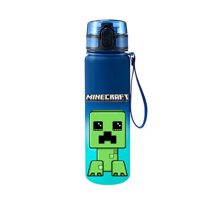 650ML Game MC Pixel Style Water Blue Bottle Portable Water Cup Large Capacity Sports Outdoor Plastic Leak-Proof Water Bottle