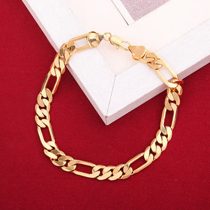 925 Sterling Silver & 18K Gold Bracelet & Necklace Set – 6mm Geometric