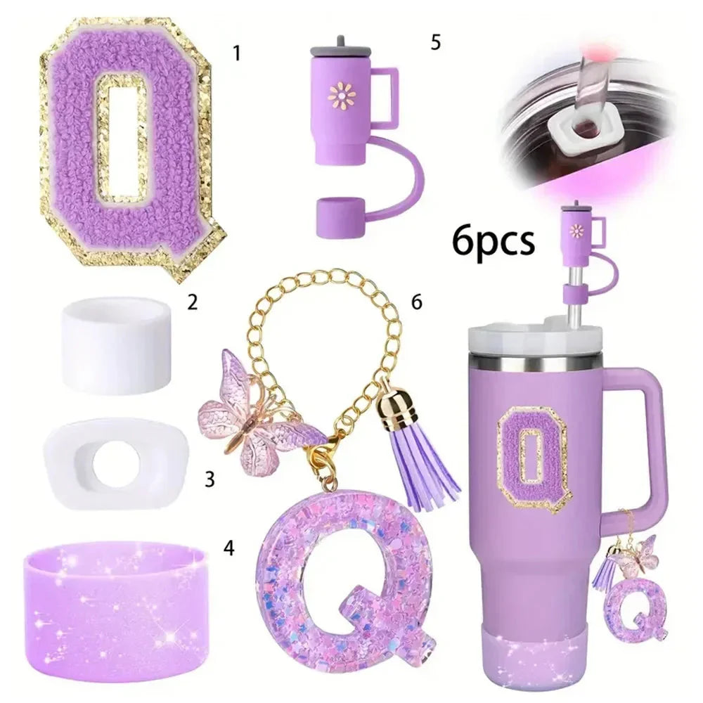 6PCS Cup Accessories Set for Stanley Cup  40oz tumbler with handle Including Silicone Straw Topper and Boot, Spill Proof Stopper