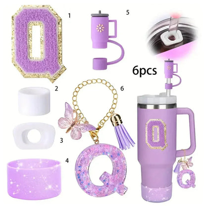 6PCS Cup Accessories Set for Stanley Cup  40oz tumbler with handle Including Silicone Straw Topper and Boot, Spill Proof Stopper