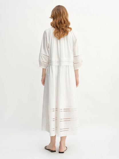 Vintage Embroidered Lace Maxi Dress Autumn Style