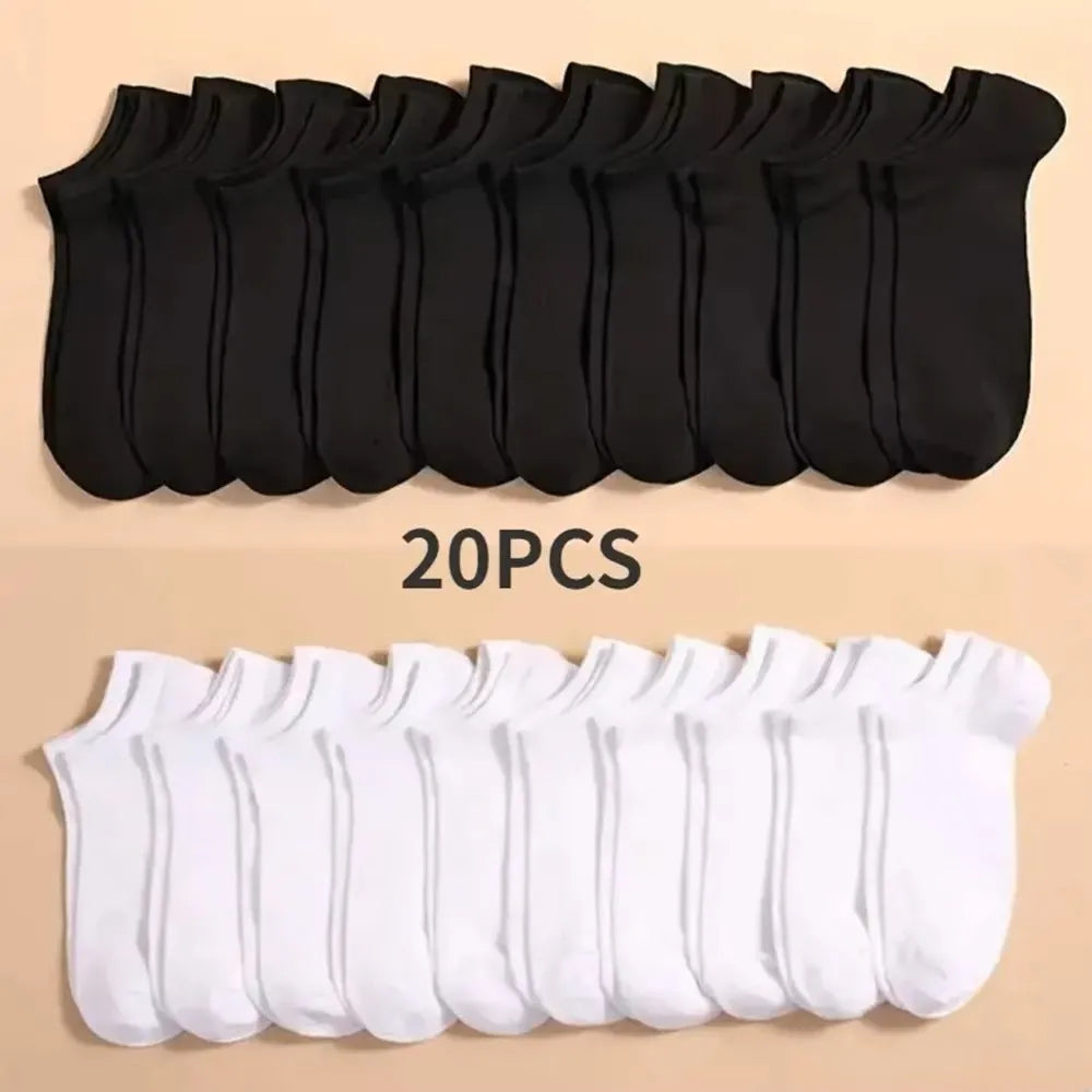 Low Cut Ankle Socks 10-Pack — Breathable Anti-Odor No-Show Socks