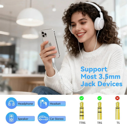 For Lightning to 3.5mm Jack AUX Audio Cable Adapter for iPhone 11/12/13/14 pro Max/SE 2020/XS/XR/X/8/7 - IOS Headphone Adapter