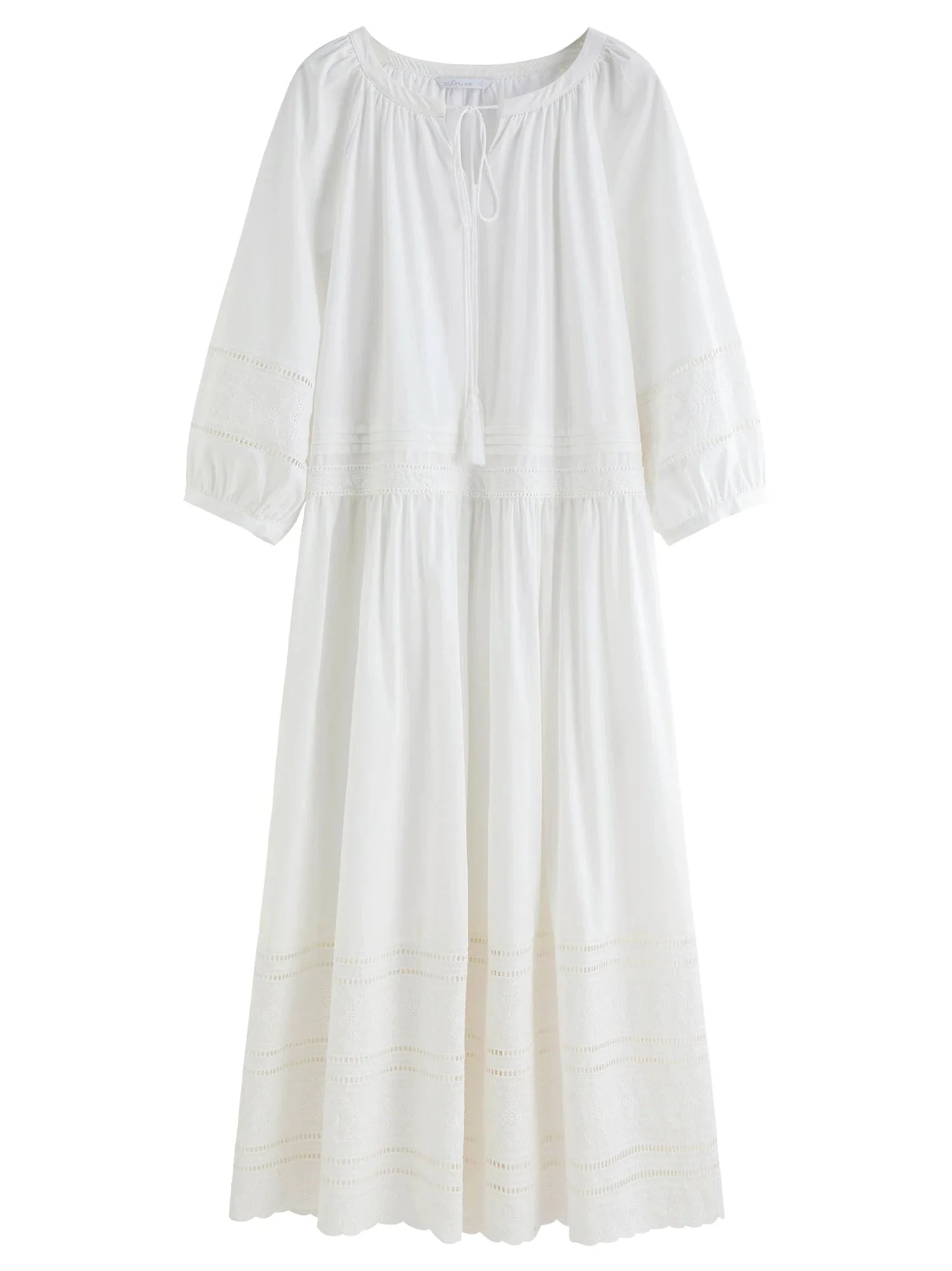Vintage Embroidered Lace Maxi Dress Autumn Style