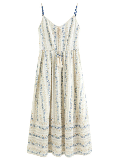 Textured Bead Sundress Fluid Tassel Resort Wear