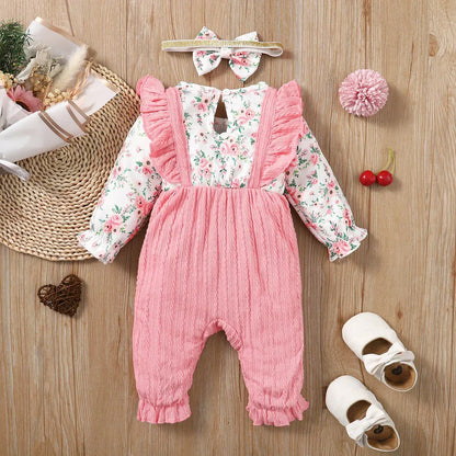 LUXBABY Girls 0-18 Months Floral Long Sleeve Outfit