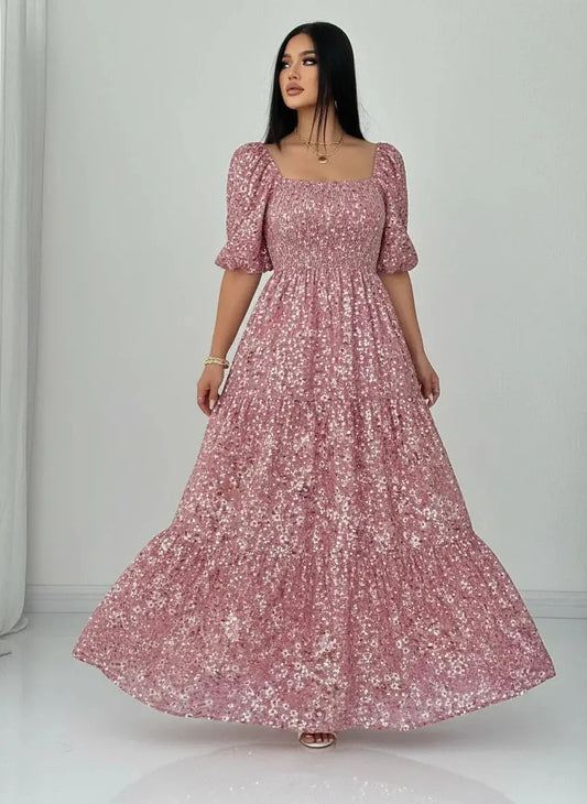 Plus Size Floral Fitted Woven Dress