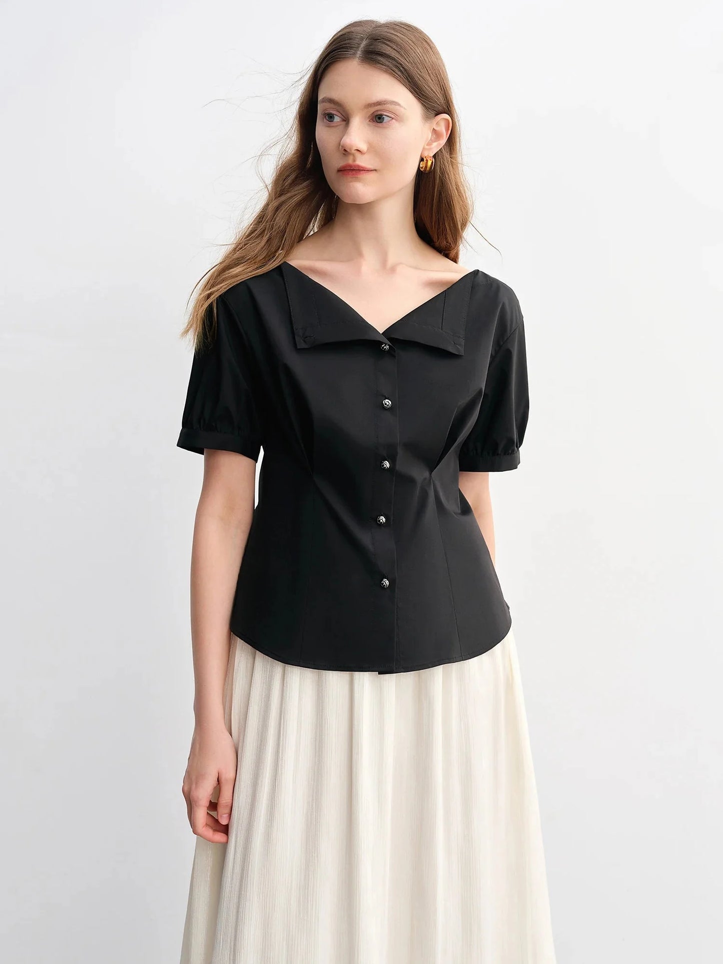 Strapless Slim-Fit Top Solid Black & White Tees
