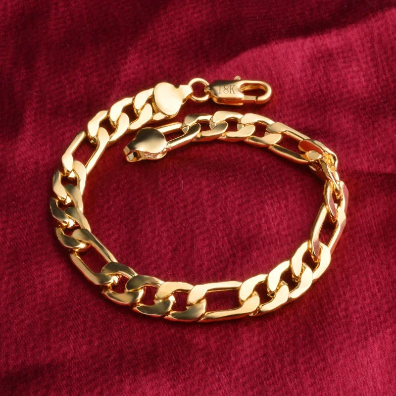 925 Sterling Silver & 18K Gold Bracelet & Necklace Set – 6mm Geometric