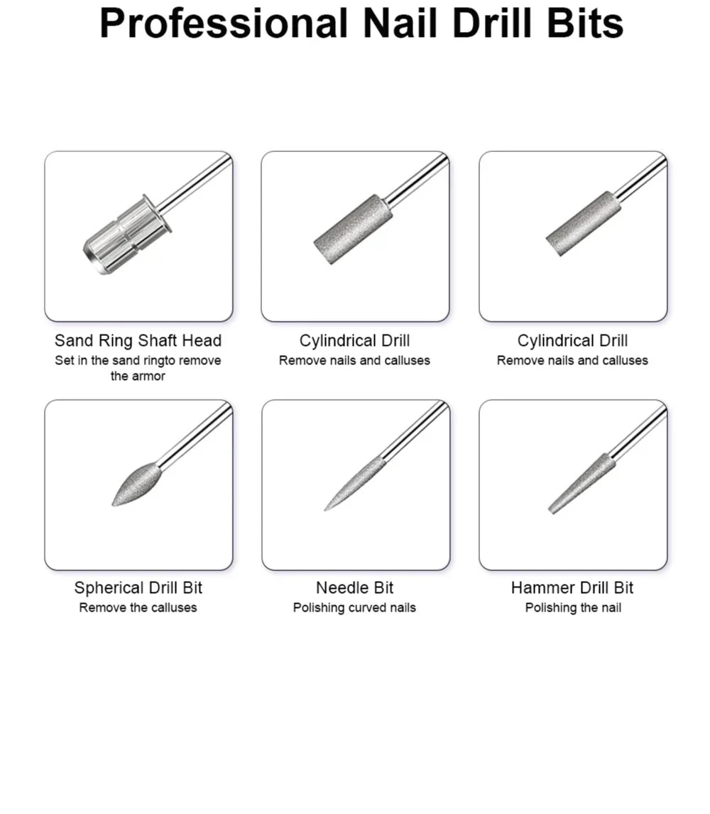 LINMANDA 6 In 1 Electric Nail Drills Kit Remove Polisher Manicure Portable Nail File Nail Drill Equipment  Pen Tools Machine