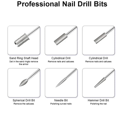 LINMANDA 6 In 1 Electric Nail Drills Kit Remove Polisher Manicure Portable Nail File Nail Drill Equipment  Pen Tools Machine