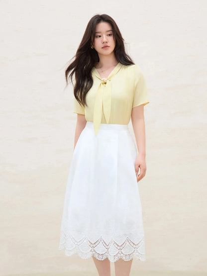 Versatile Detachable Tie Blouse