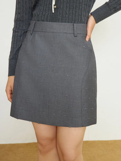 Plus Size High Waist Gray Skirt Elegant Spring Workwear
