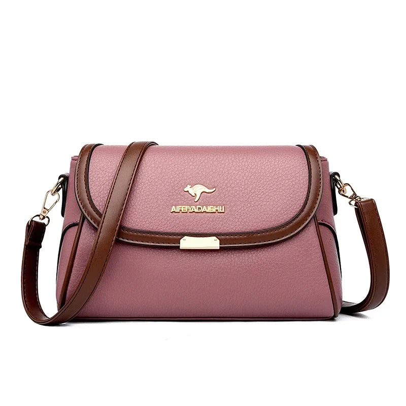 Solid Color High-Quality Leather Small Shoulder Bags | New Messenger Bags with Strap & Designer Crossbody Bag (Sac à Main)