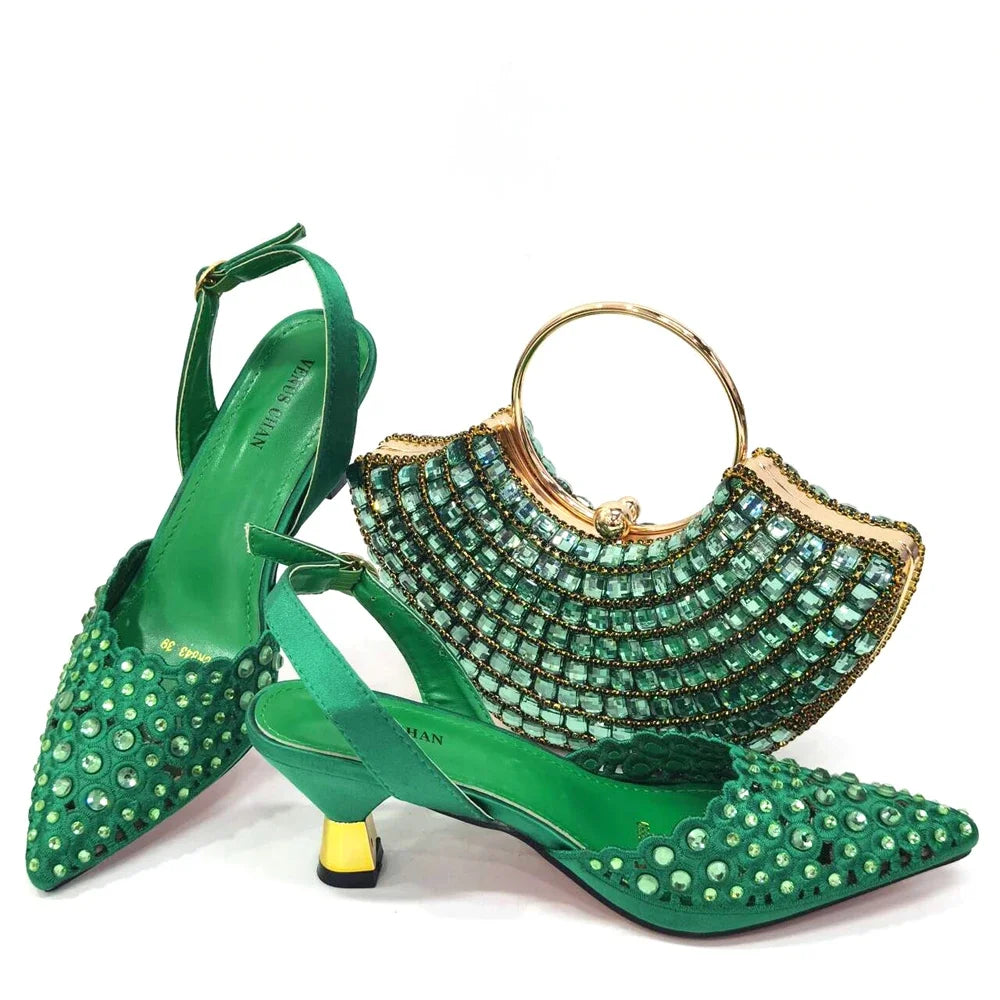 Latest Luxury Pattern Ladies Shoes And Bag Set ED216