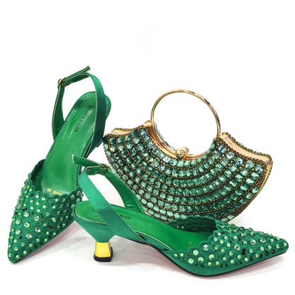 Latest Luxury Pattern Ladies Shoes And Bag Set ED216
