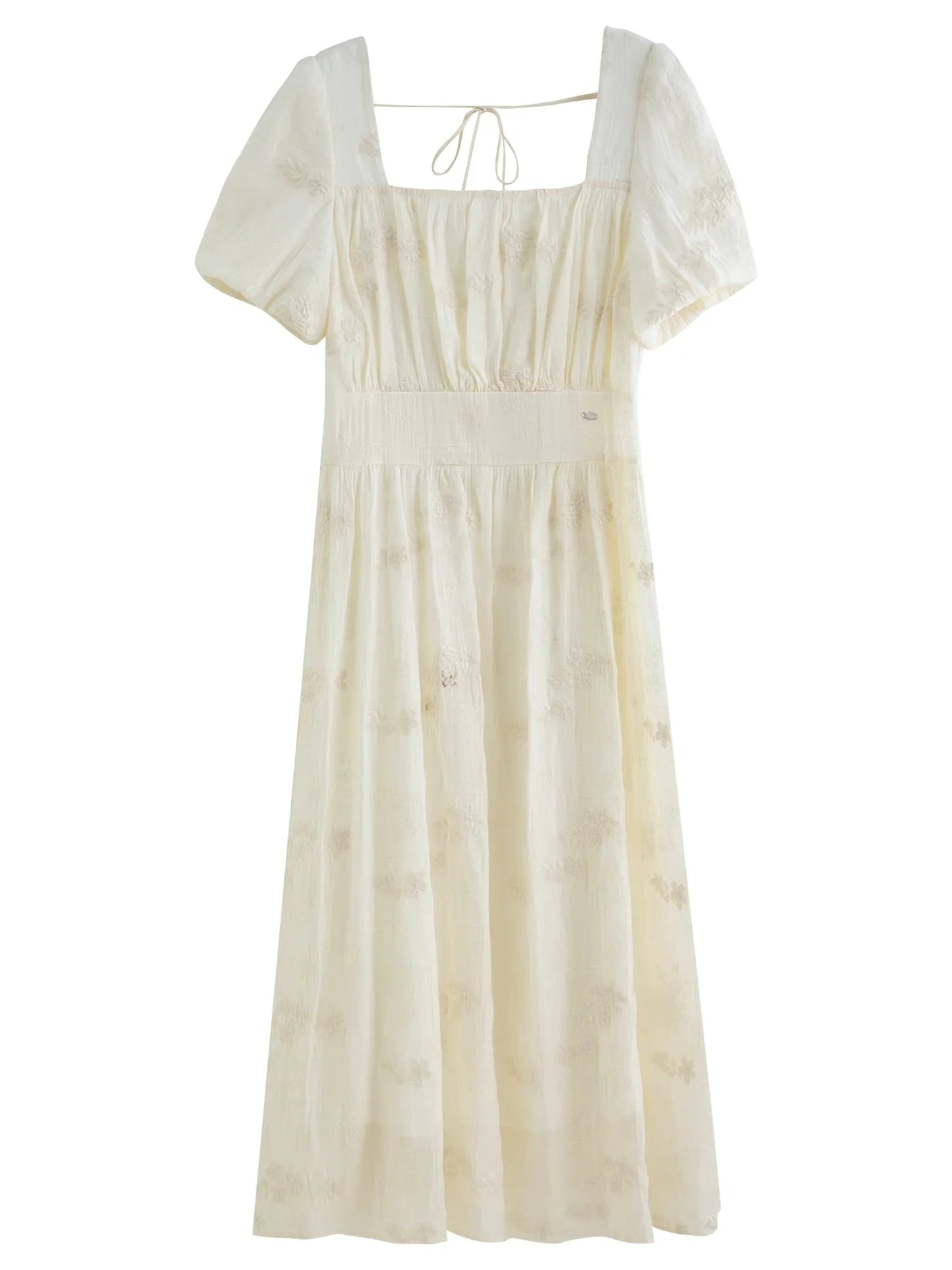 Floral Embroidered Square Neck Maxi Dress Summer
