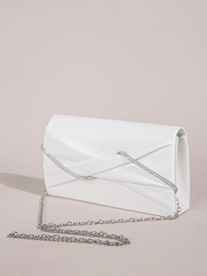 Hand Clutch Bag & Evening Clutch Bag for Women | Sparkling Crystal Rope Ruched Handbags & Glitter Envelope Purse for Party Girls