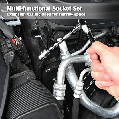 46-Piece Mechanic Tool Kit | 1/4" Socket Set with Ratchet Wrench