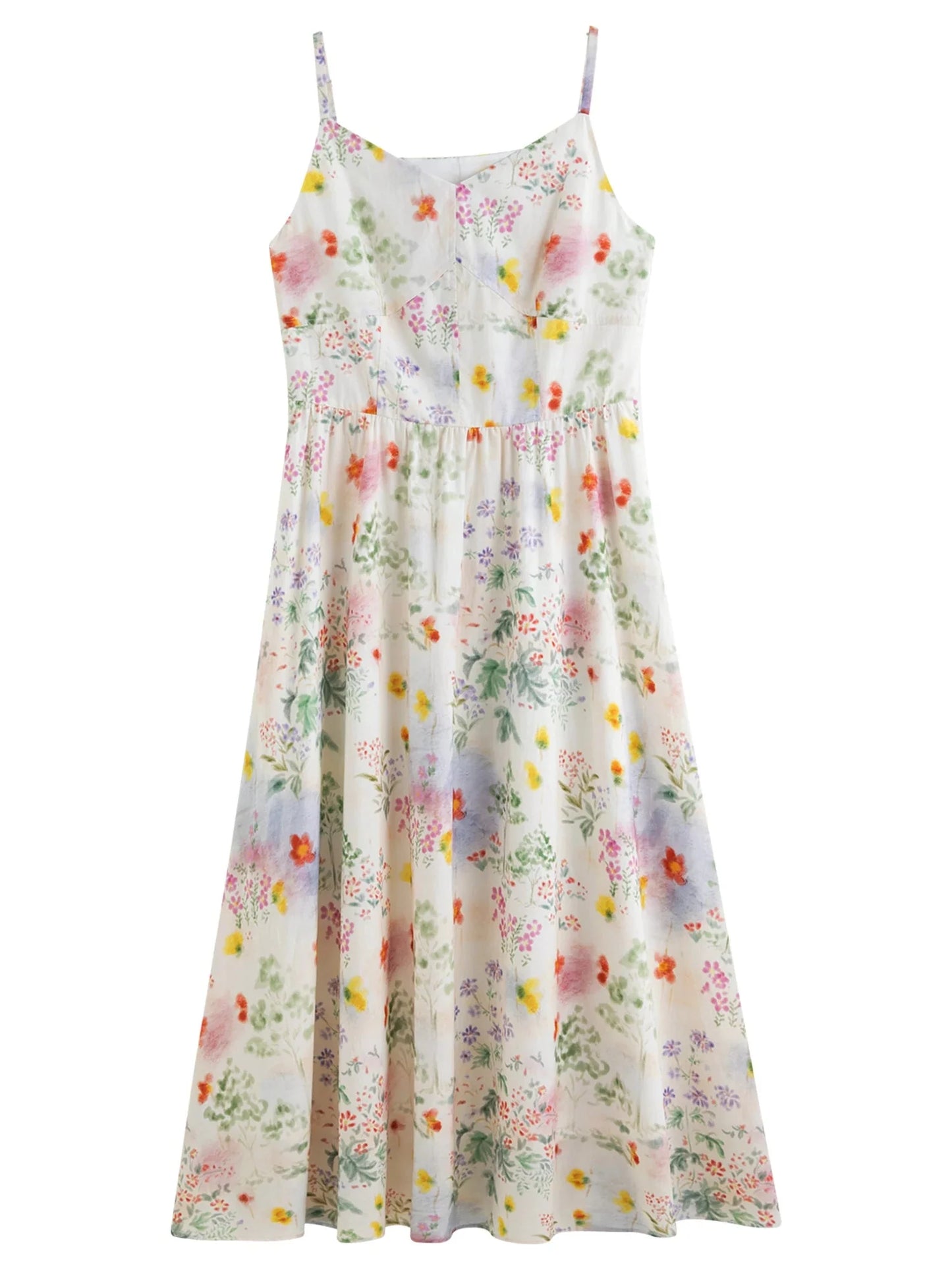 Floral Strappy Midi Dress Slimming Resort Style