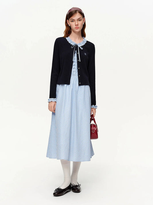 2-Piece Knit Cardigan & Strap Dress Set Spring Slim-Fit