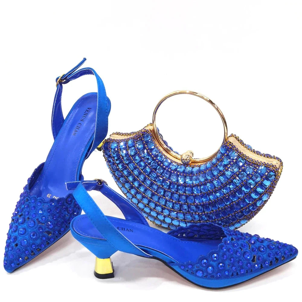 Latest Luxury Pattern Ladies Shoes And Bag Set ED216