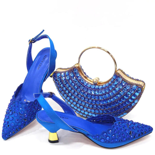 Latest Luxury Pattern Ladies Shoes And Bag Set ED216