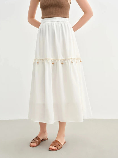 Wave Lace A-Line Long Skirt Playful Holiday Style