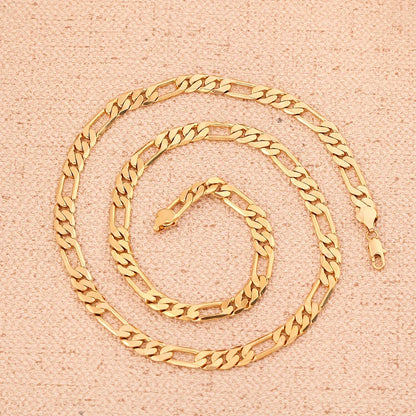 925 Sterling Silver & 18K Gold Bracelet & Necklace Set – 6mm Geometric