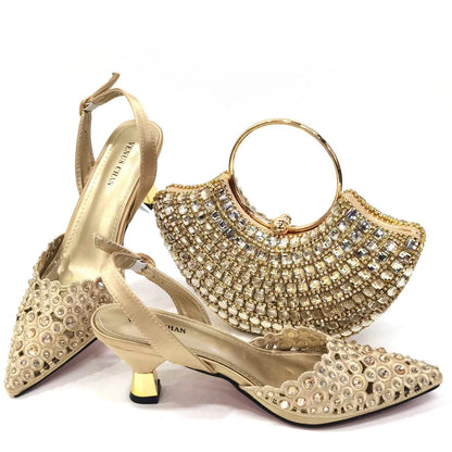 Latest Luxury Pattern Ladies Shoes And Bag Set ED216